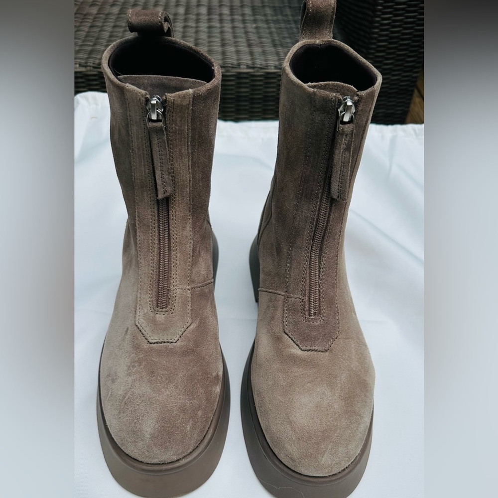 ASOS Brown Suede Ankle Boots with front Zipper, SIZE 10 BUT FITS LIKE AN 11.